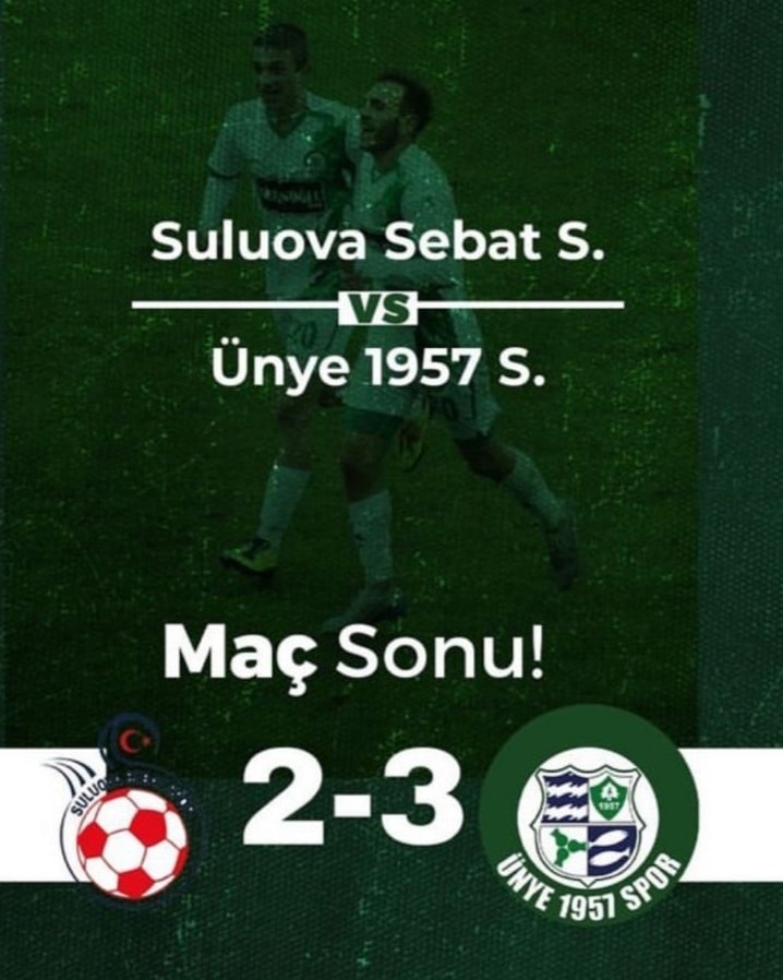 Ünye 1957 Spor, Suluova Sebatspor'u 3-2 yenerek büyük bir zafer elde etti.